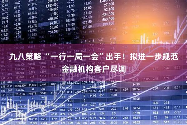 九八策略 “一行一局一会”出手!拟进一步规范金融机构客户尽调